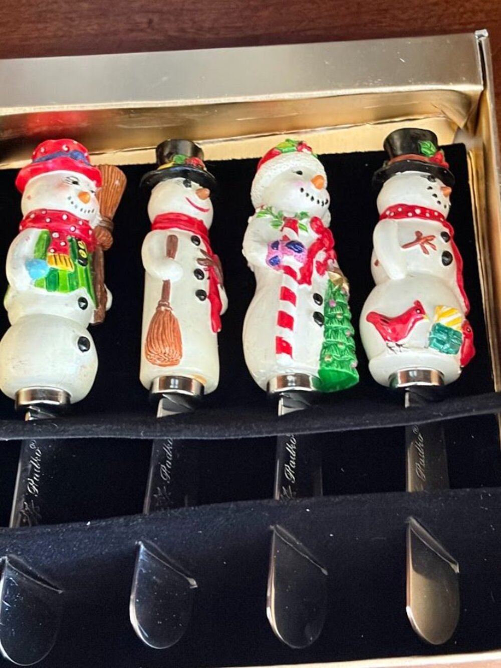Christopher Radko Home For The Holidays Snowman Pate Knives Set of 4 Christmas - Picture 3 of 8